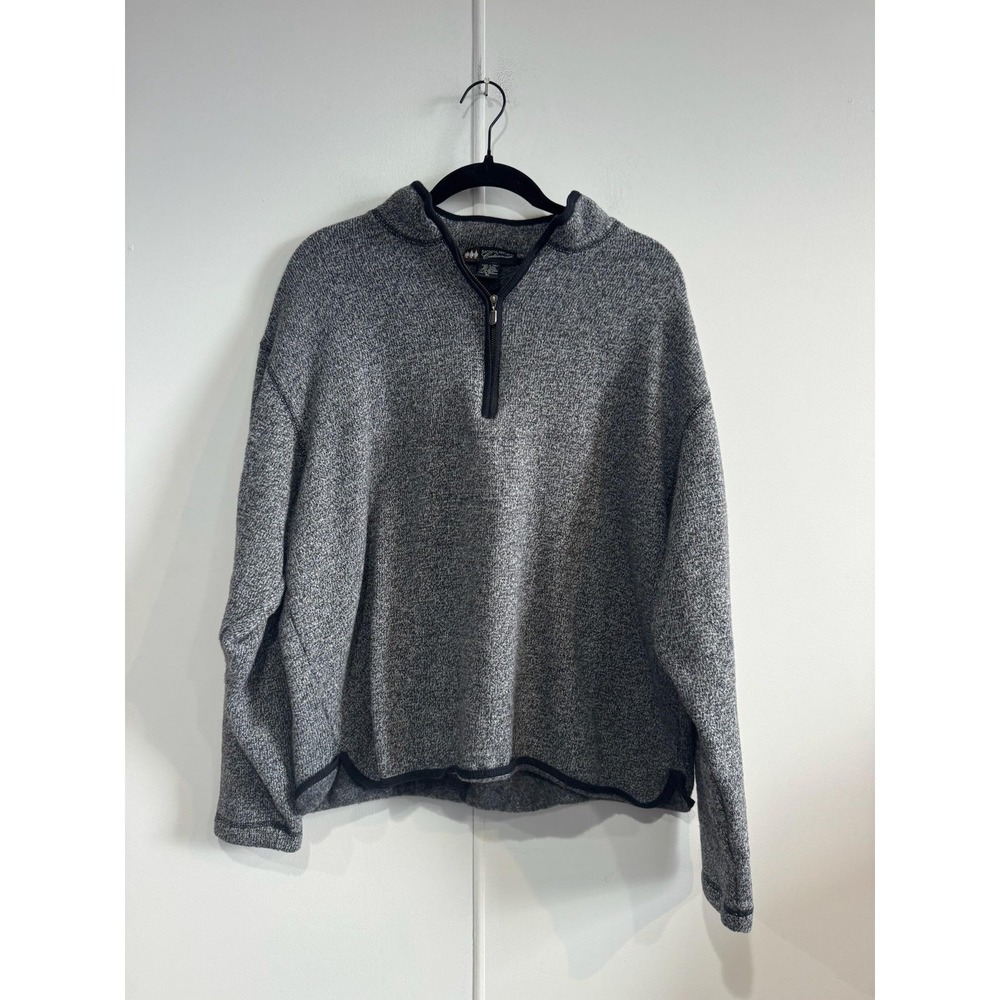 Banana Republic Sweater Mens XL Gray Wool 1/4 Zip Mock Neck Pullover Italy